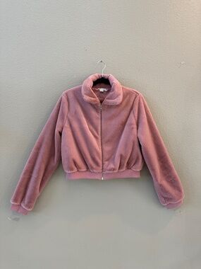 Faux fur pink cropped bomber jacket FAVLUX FASHION size L